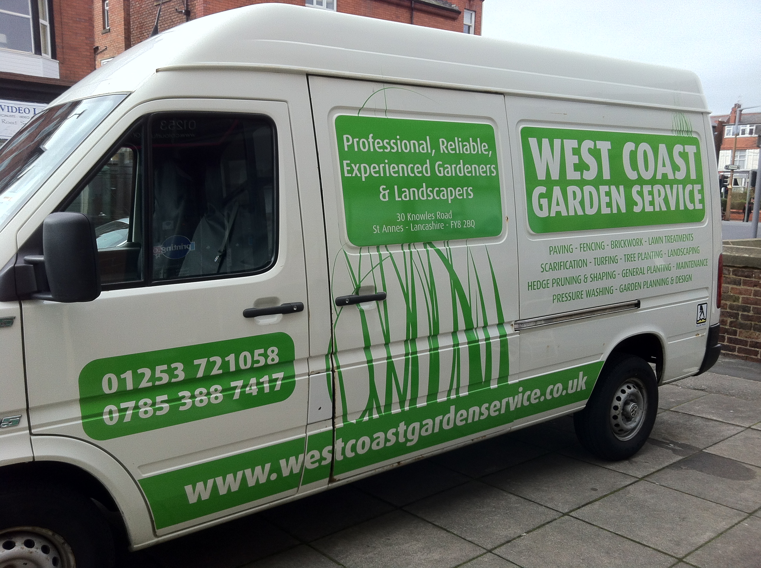Vinyl lettering for West Coast van Fylde Signs & Graphics